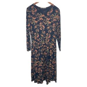 Peruvian Connection Peking Vine Midi Dress Size M Botanical Bohemian Romantic